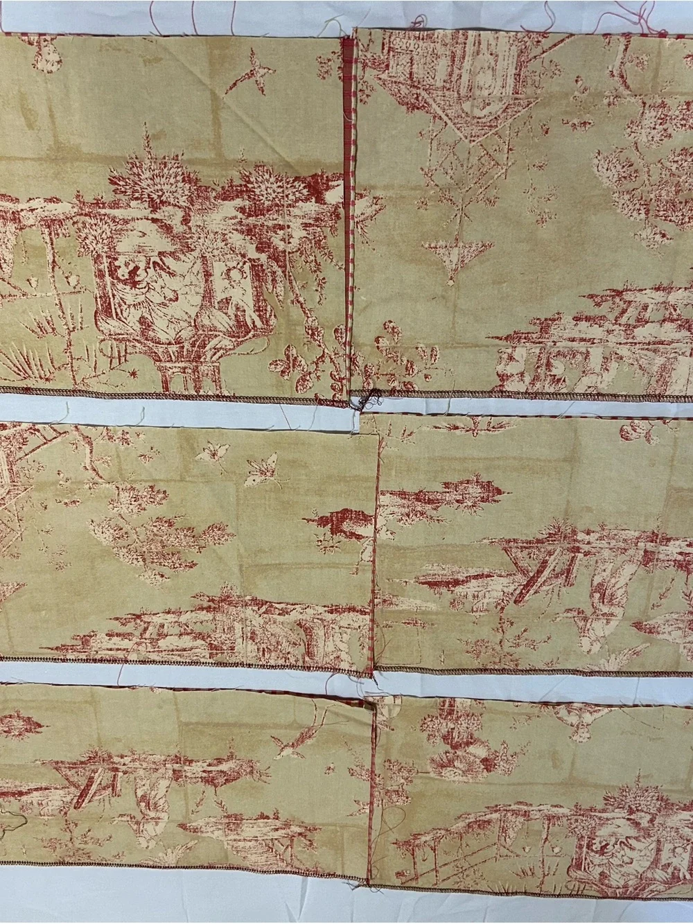 10 Unfinished Toile de Jouy Fabric Panels for DIY Pillows